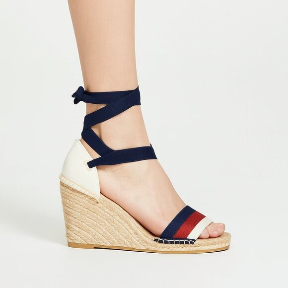 Gucci Lilibeth Sylvie Web Multicolor Canvas Wedge Espadrille Sandals - Picture 9 of 9